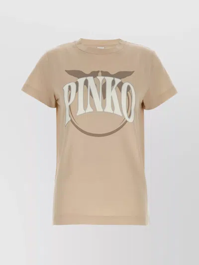 PINKO "LAUNCH" CREW NECK GRAPHIC PRINT T-SHIRT