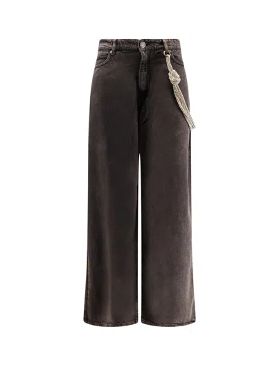 Pinko Lauryn Bull Denim Jeans With Removable Jewel Rope In Black