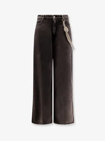 Pinko Lauryn Bull Denim Jeans With Removable Jewel Rope In Black