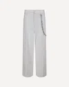 Pinko White Pants With Logo Patch On The Back And Chain Detail With Rhinestones