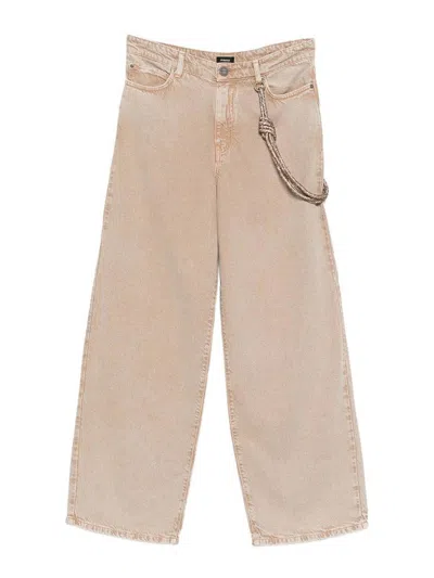 Pinko Lauryn Jeans In Beige Cotton In Brown