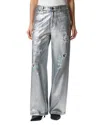 Pinko Lauryn Loose Coated Jeans In Laminated Silver In Gray