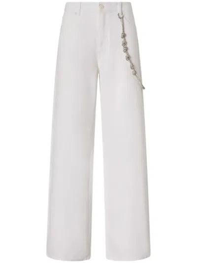 Pinko High-waisted Wide Leg Jeans In White