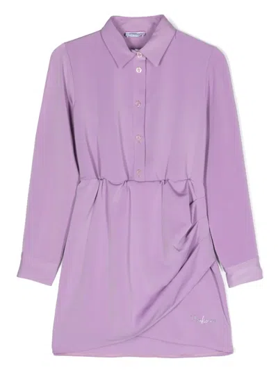 Pinko Kids' Layered Crepe Dress In Purple