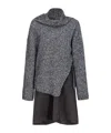 Pinko Bimaterial Dress With Wool Blend Sweater In Black