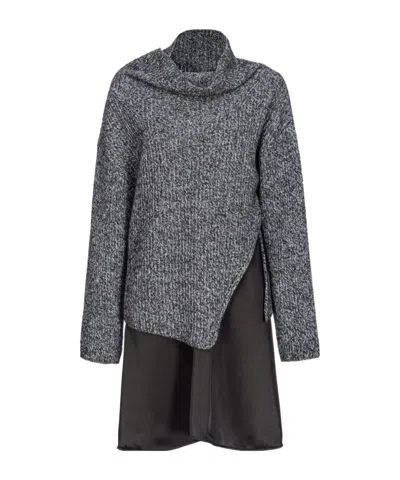 PINKO PINKO HIGH-NECK LAYERED KNITTED DRESS