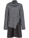 Pinko Bimaterial Dress With Wool Blend Sweater In Grey
