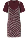 Pinko Layered Midi Dress In Red