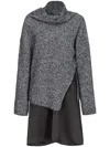Pinko Bimaterial Dress With Wool Blend Sweater In Gray