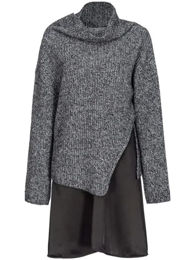 PINKO PINKO LAYERED MIDI DRESS WITH TEXTURED KNIT