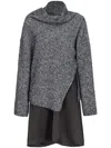 Pinko Bimaterial Dress With Wool Blend Sweater In Gray