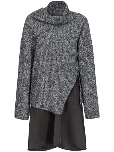 PINKO LAYERED MIDI DRESS WITH TEXTURED KNIT