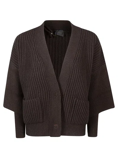 Pinko Layered Ribbed-knit Cardigan In Brown