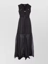 Pinko Robe Longue En Coton Avec Gilet Sans Manches Utilitaire In Black
