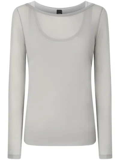 Pinko Relaxed-fit Gray Sweater With Wide Neckline In Grey