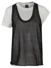 Pinko Layered Round Neck Sheer Overlay Short Sleeves