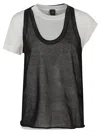 Pinko Layered Round Neck Sheer Overlay Short Sleeves In Black