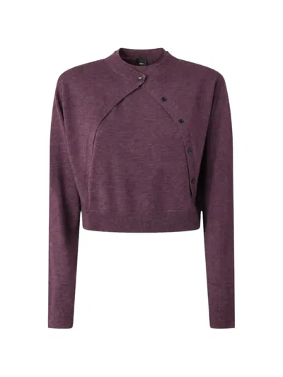 Pinko Layered-effect Button-detail Sweater In Purple