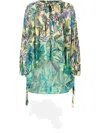 Pinko Leaf-print Blouse In Green