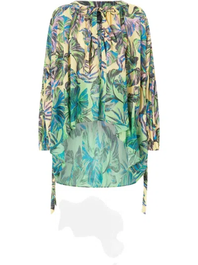 Pinko Leaf-print Blouse In Green