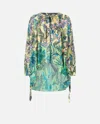 Shop Pinko Leaf-print Blouse With Double Bow In Multi. Yellow/pink