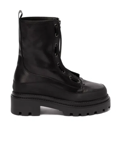 Pinko Leather 60mm Combat Boots In Black