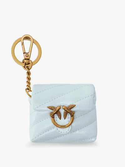 Pinko Leather Airpods Case In Blue