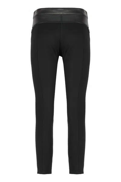 Pinko Leather And Stretch Fabric Pants In Black