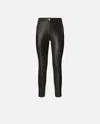 Pinko Leather And Stretch Fabric Trousers In Black