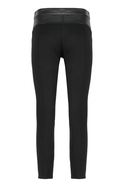 Pinko Leather And Stretch Skinny Pants With Hidden Zip In Black