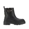 Pinko Leather Booties With Love Birds Logo In Black