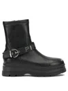 Pinko Ankle Boots With Silver Buckle And Sturdy Sole In Blue