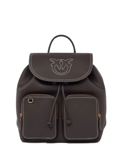 Pinko Leather Backpack In 褐色