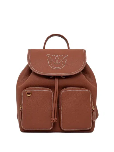 Pinko Leather Backpack In Brown