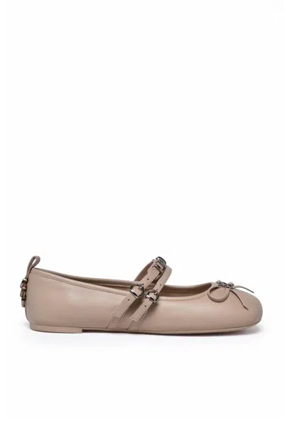 Pinko Leather Ballerinas - Beige In Pink