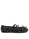 Pinko Ballerines Monogram Avec Strass Et Naud Sur La Pointe