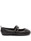 Pinko Nappa Leather Ballet Flats With Straps And Bow In Black
