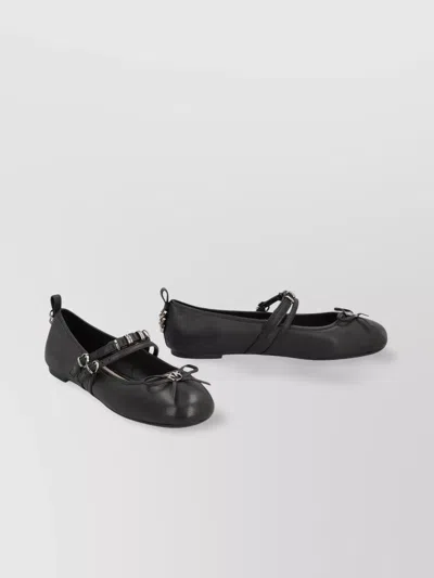PINKO LEATHER BALLET FLATS FRONT BOW DETAIL