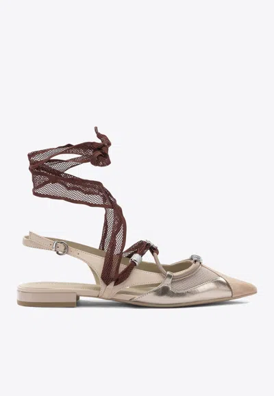 Pinko Leather Ballet Flats In Multi