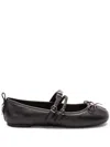 Pinko Leather Ballet Flats With Wraparound Laces