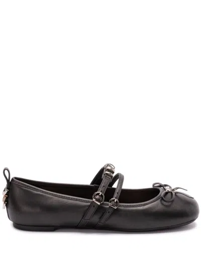 Pinko Leather Ballet Flats With Wraparound Laces