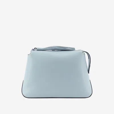 Pinko Leather Beauty Case With Logo In Blue