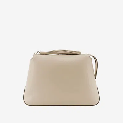 Pinko Leather Beauty Case With Logo In Nude