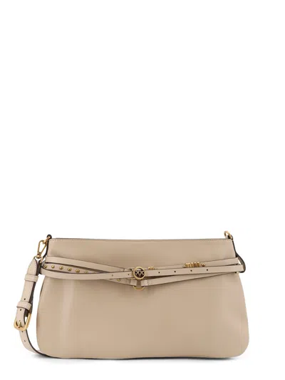 Pinko Leather Belt Bag Crossbody Bag In Neutral