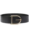 Pinko Leather And Nappa Leather Belt With Maxi Buckle In Black