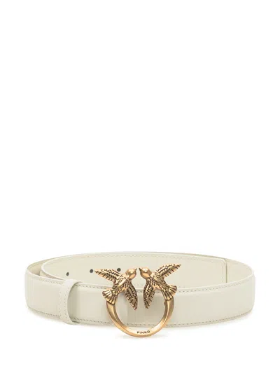 Pinko Leather Belt In Mini Style In White