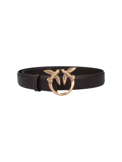 Pinko Leather Belt With Bird Buckle In Brown