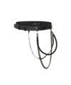 Pinko Leather Belt With Chains And Straps, 3 Cm In Black