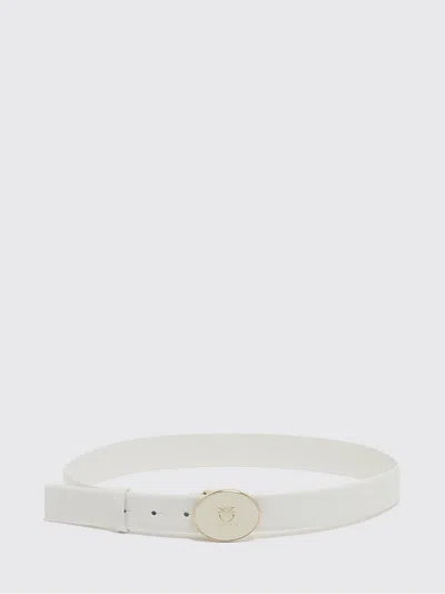 Pinko Leather Belt With Logo Buckle In White