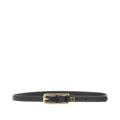 Pinko Leather Belt With Love Birds Detail In Black